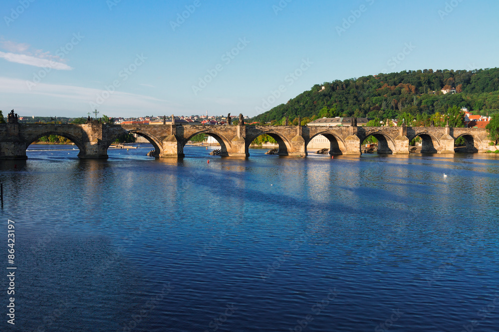 Fototapeta premium Charles bridge over river Vltava