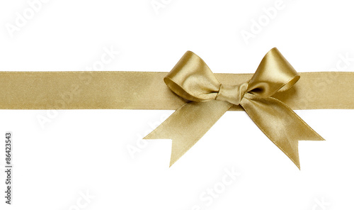 Gold ribbon with bow isolated