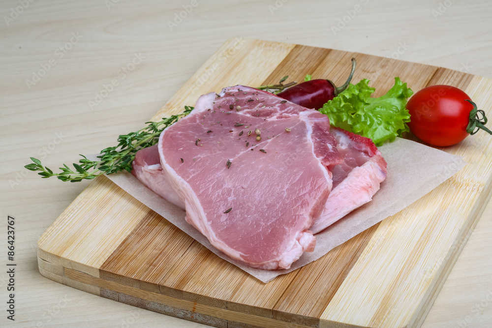 Raw pork steak