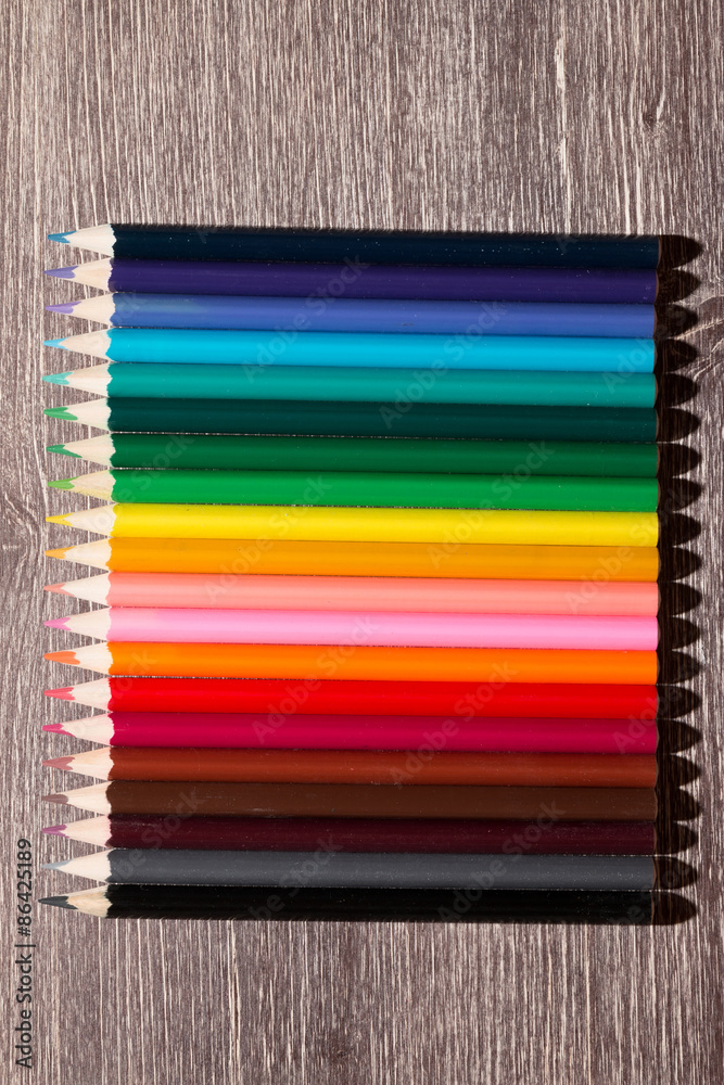 Colorful Pencils On Wooden Background