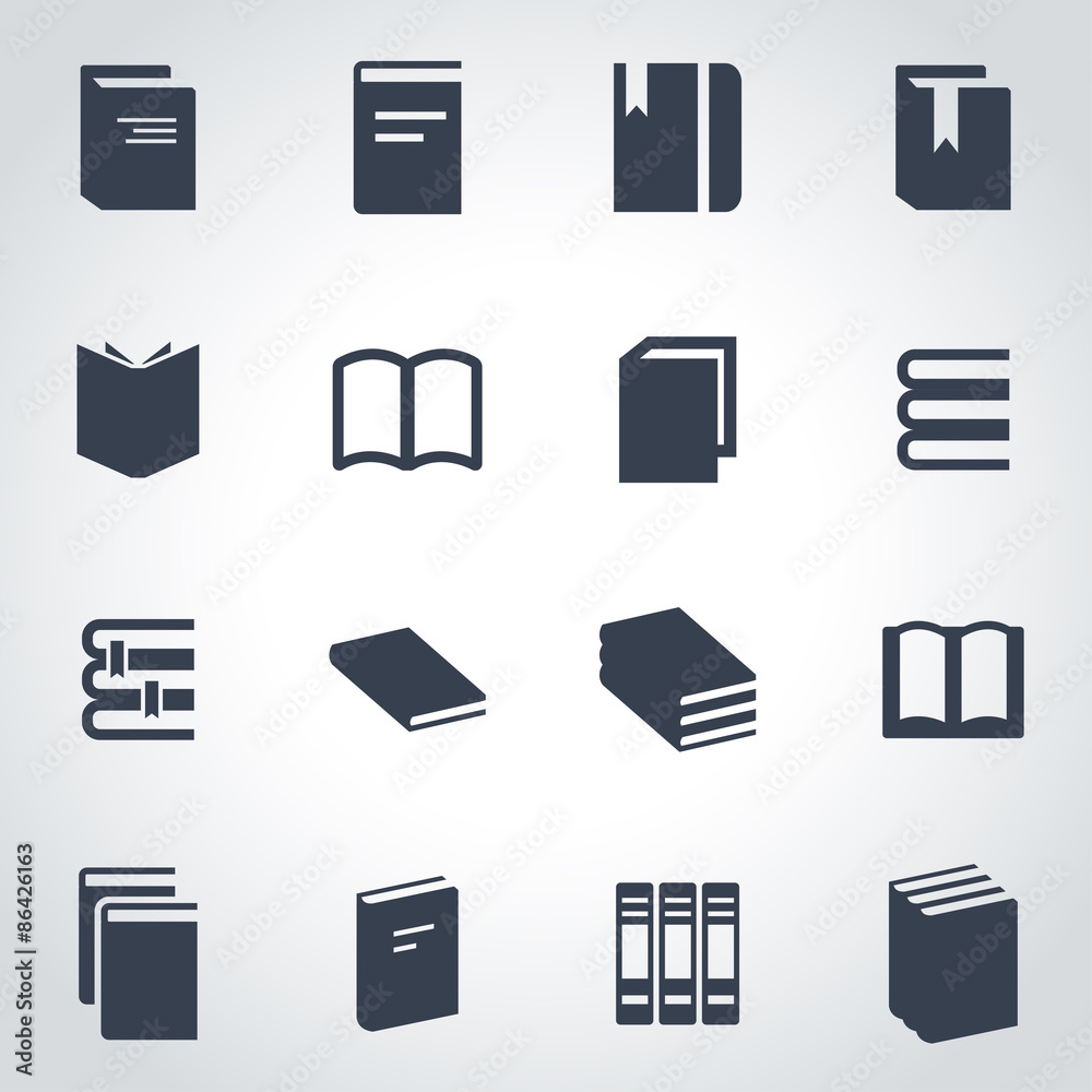 Vector black book icon set Vector black book icon set