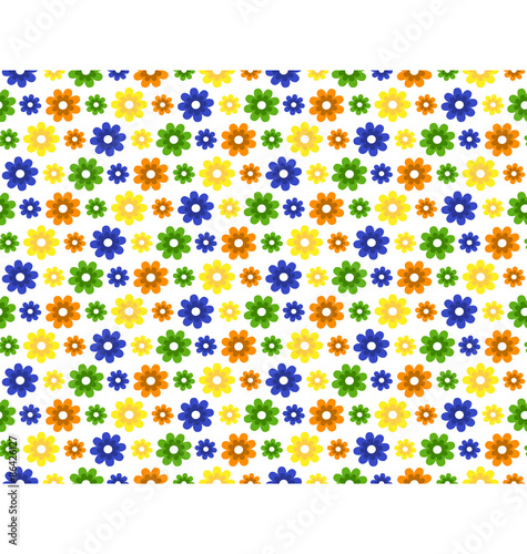 Seamless bright summer pattern with flowers isolated on white ba © Makkuro_GL