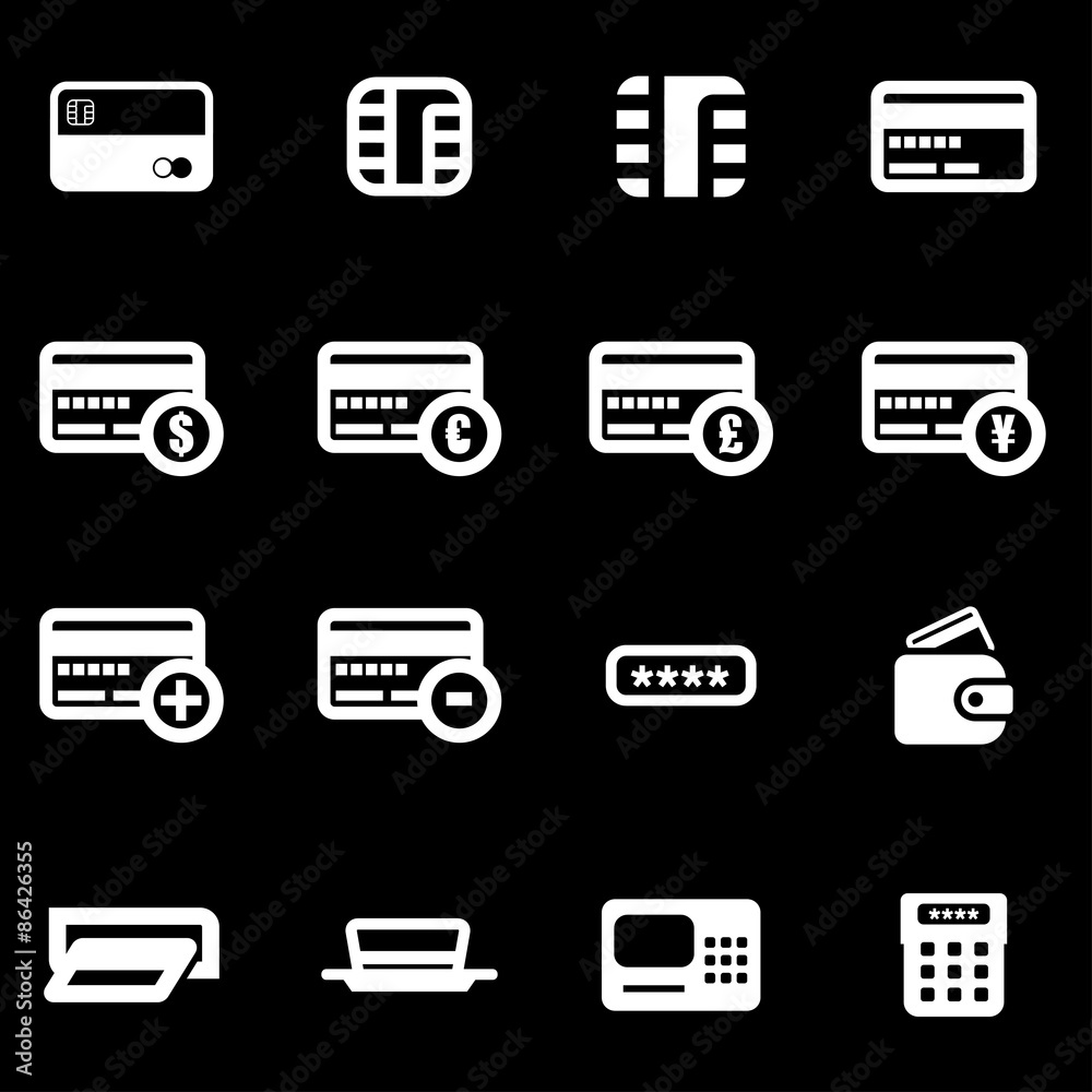 Vector white credit card icon set Vector white credit card icon set