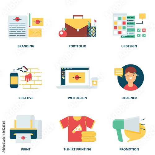 Branding, corporate identity and design vector icons set modern