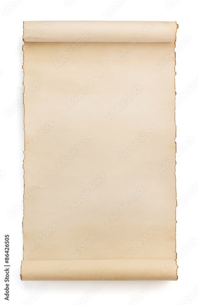 parchment scroll isolated on white