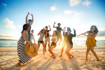 Happy people on beach