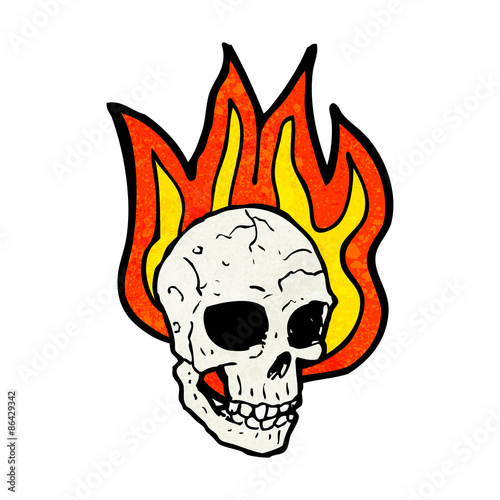 flaming skull cartoon