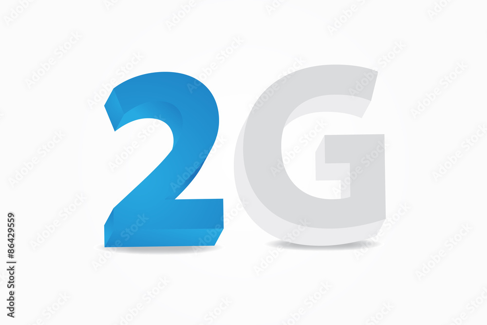 second generation 2G number and letter on white background second generation 2G number and letter on white background