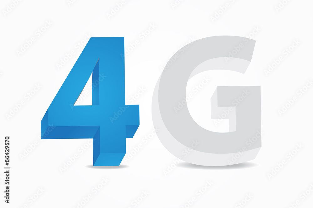 fourth generation 4G number and letter on white background fourth generation 4G number and letter on white background