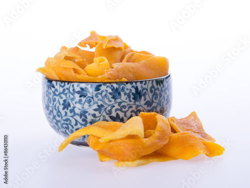 mango dry in bowl or dried mango slices.