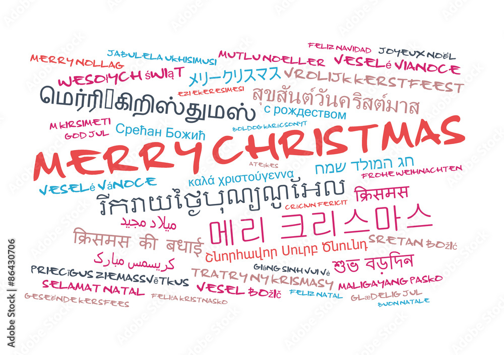 Merry Christmas multilanguage wordcloud background concept