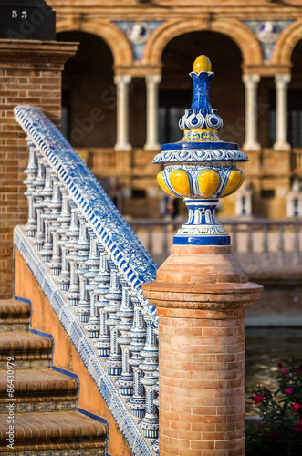 Detail of a bridge on Plaza De Espana, Seville. Spain. photo