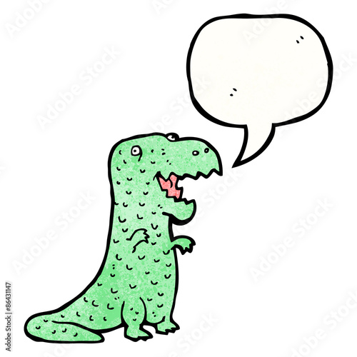 cartoon dinosaur with speech bubble