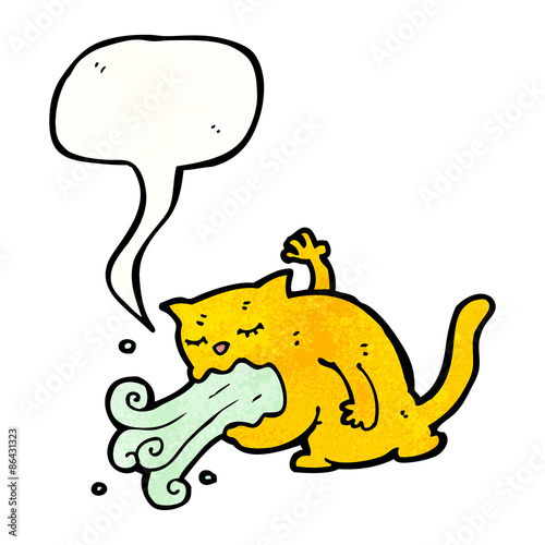 cartoon cat being sick