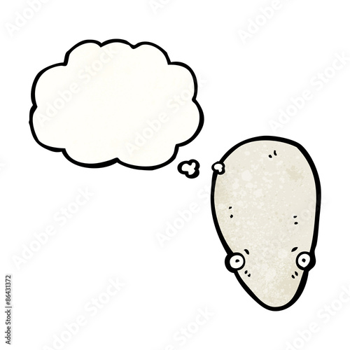 cartoon alien with thought bubble