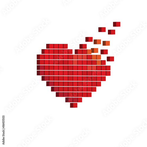 Pixels art 3D heart designs love concept