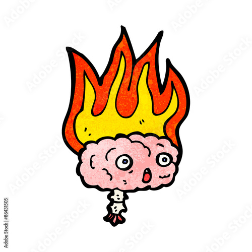 flaming brain cartoon