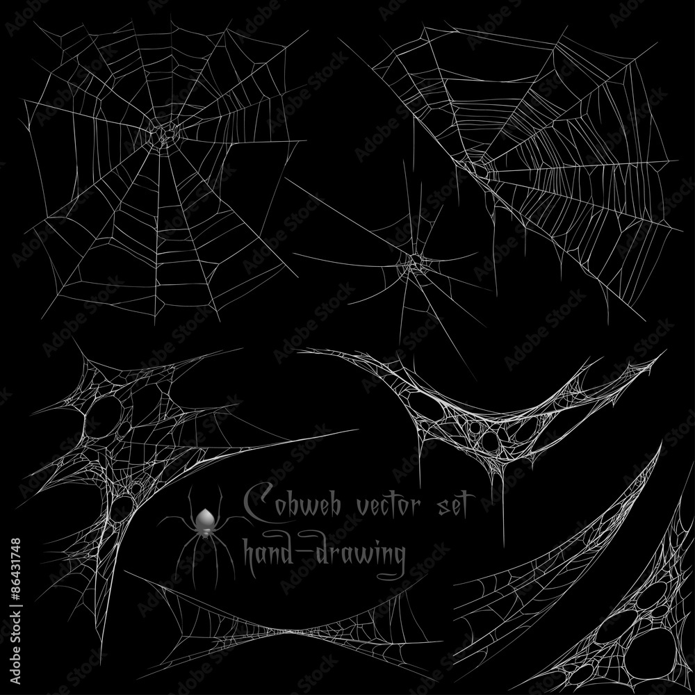 Hand drawing cobweb set