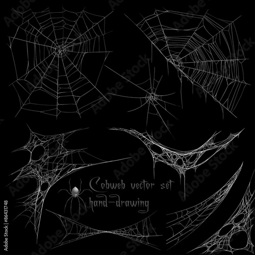 Hand drawing cobweb set photo