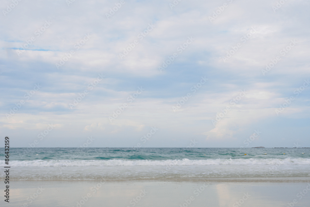 Beach with blue sea and sky background Beach with blue sea and sky background