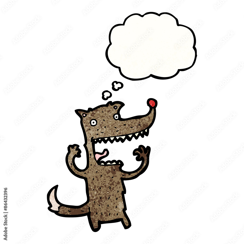 cartoon wolf with thought bubble cartoon wolf with thought bubble