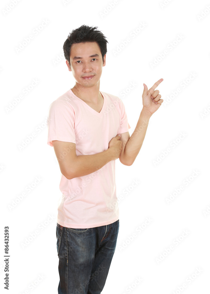 man think of idea with t-shirt man think of idea with t-shirt