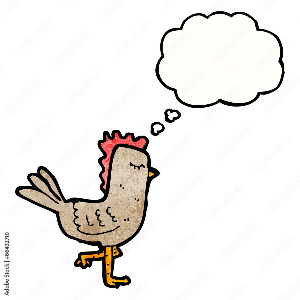 cartoon chicken with thought bubble cartoon chicken with thought bubble
