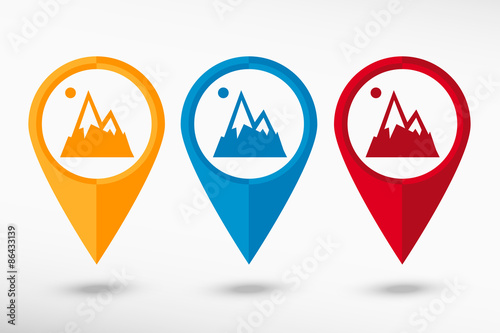 Mountain icon map pointer, vector illustration