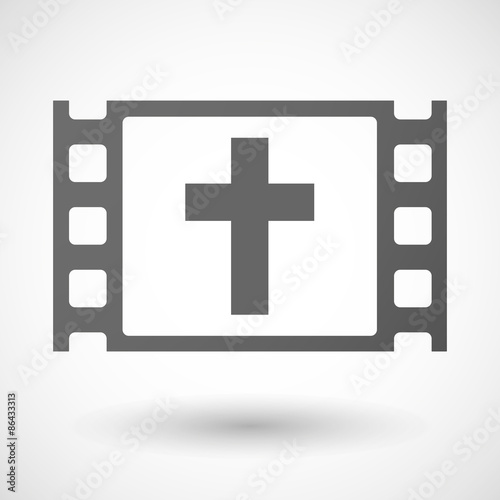 35mm film frame with a christian cross