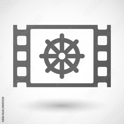 35mm film frame with a dharma chakra sign