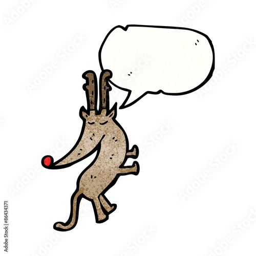 cartoon reindeer with speech bubble
