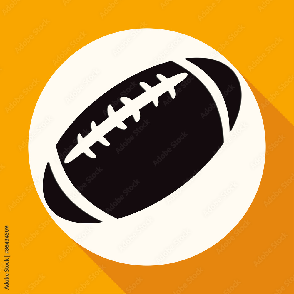 Icon american football on white circle with a long shadow Icon american football on white circle with a long shadow