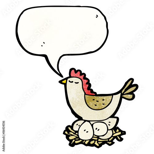 cartoon chicken roosting on eggs