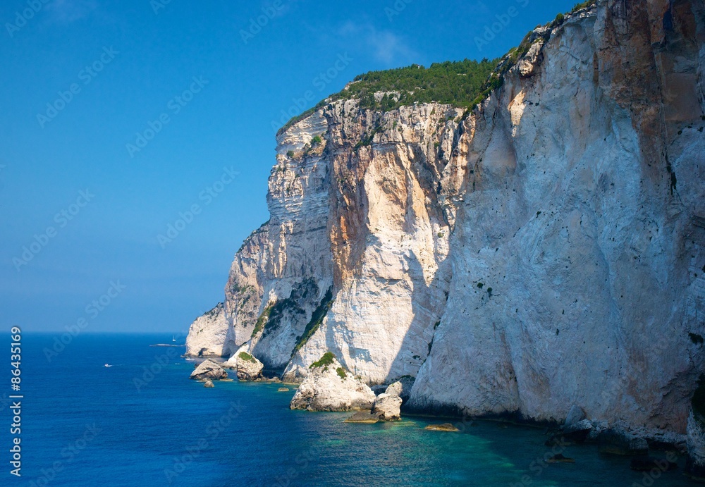 Erimitis cliff on Paxos Island in Greece