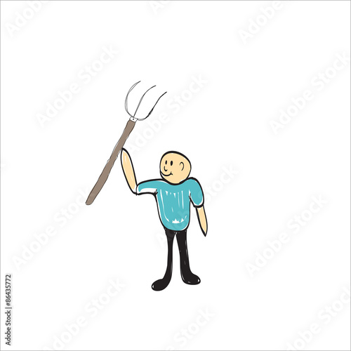 farmer with a pitchfork , illustrator
