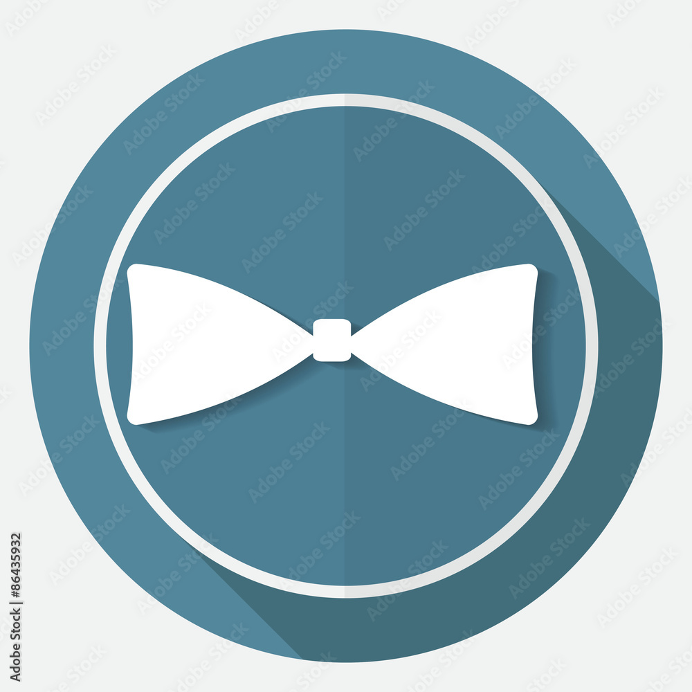 bow tie icon on white circle with a long shadow bow tie icon on white circle with a long shadow