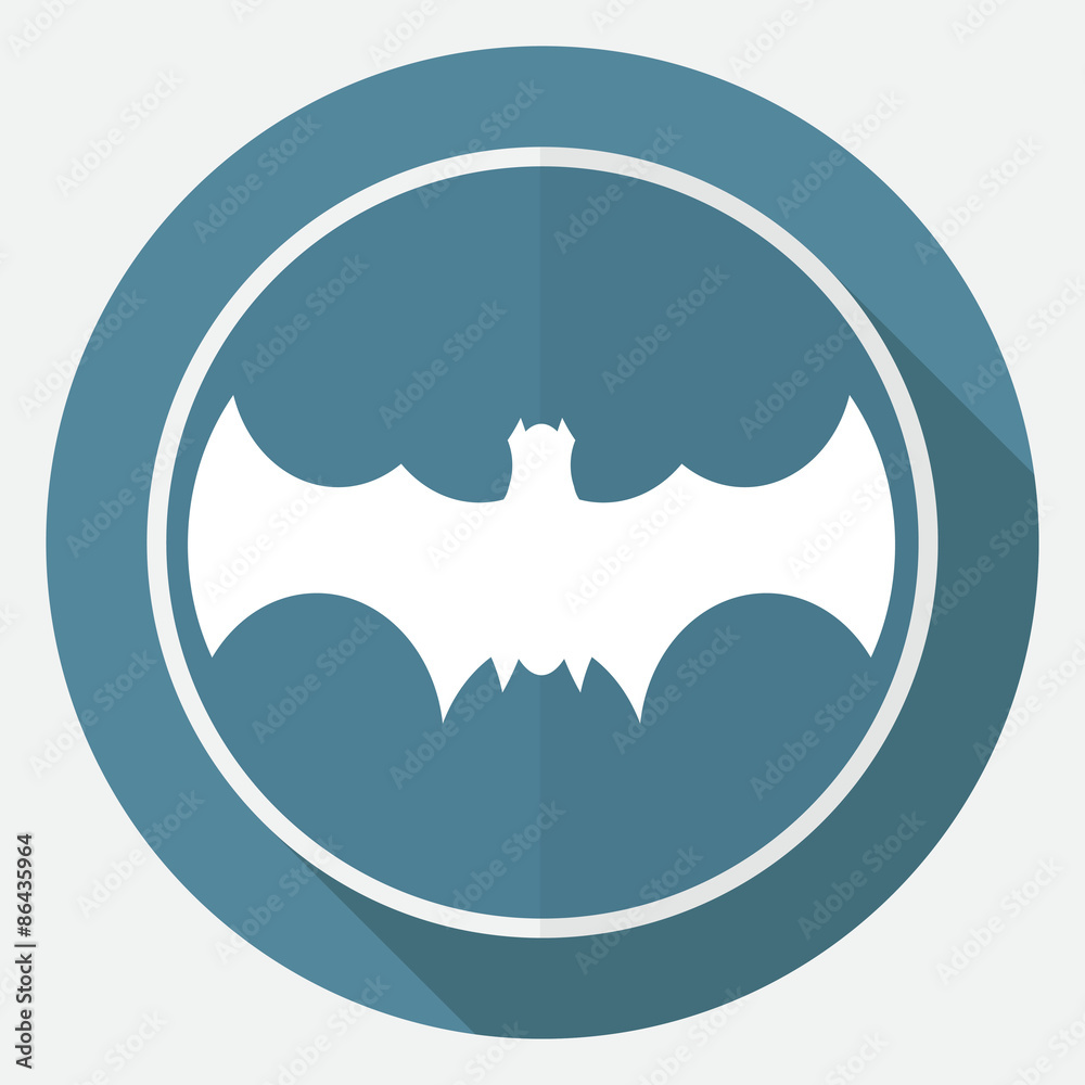 Icon Bat white circle with a long shadow Icon Bat white circle with a long shadow