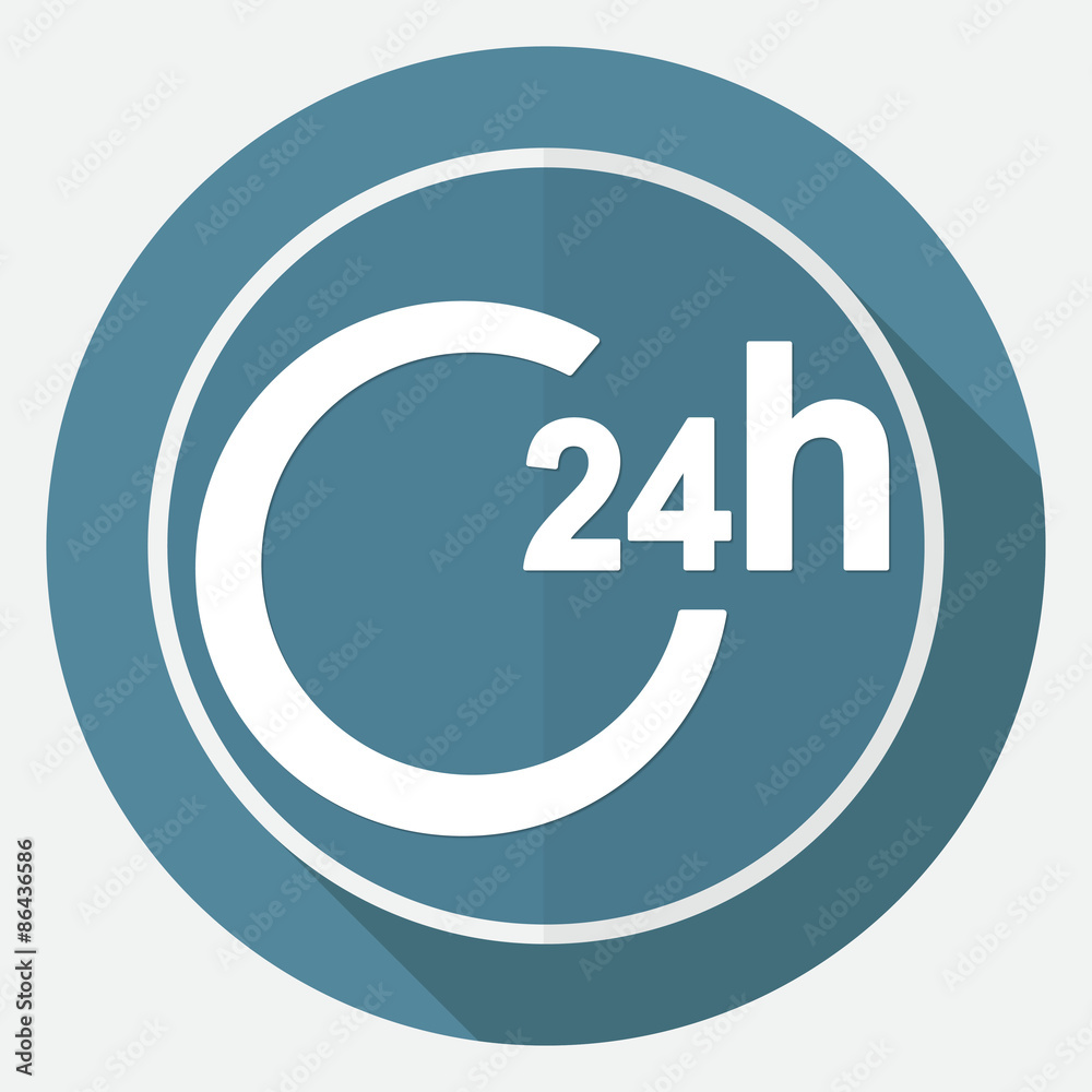 clock icon on white circle with a long shadow clock icon on white circle with a long shadow