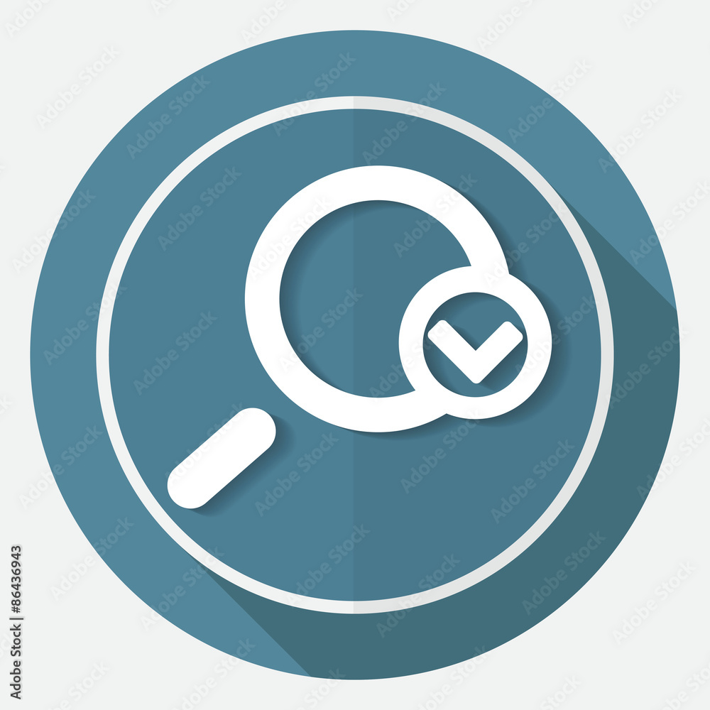 Magnify icon on white circle with a long shadow Magnify icon on white circle with a long shadow