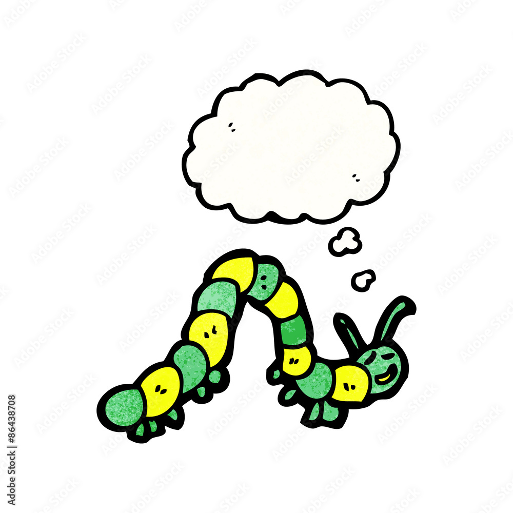 Obraz premium cartoon caterpillar with thought bubble