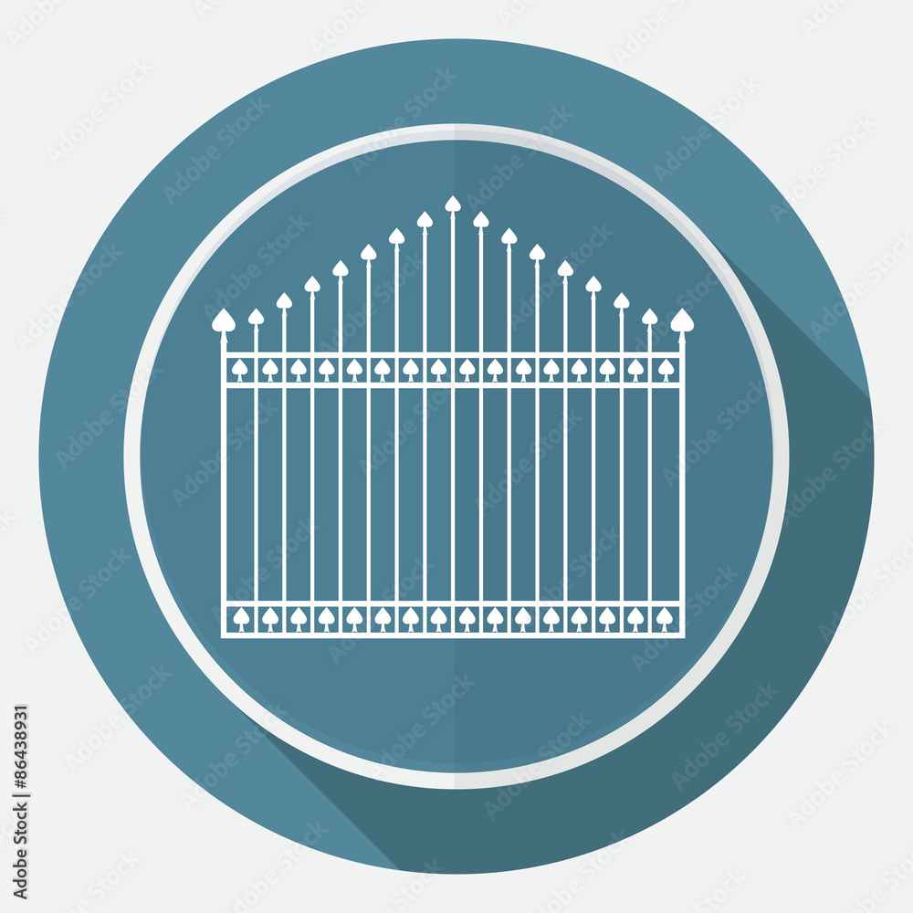 Obraz premium Icon gate on white circle with a long shadow