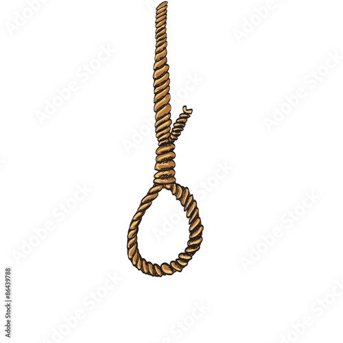 Rope noose with hangman's knot. Doodle style