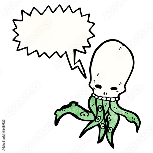 spooky tentacle skull cartoon