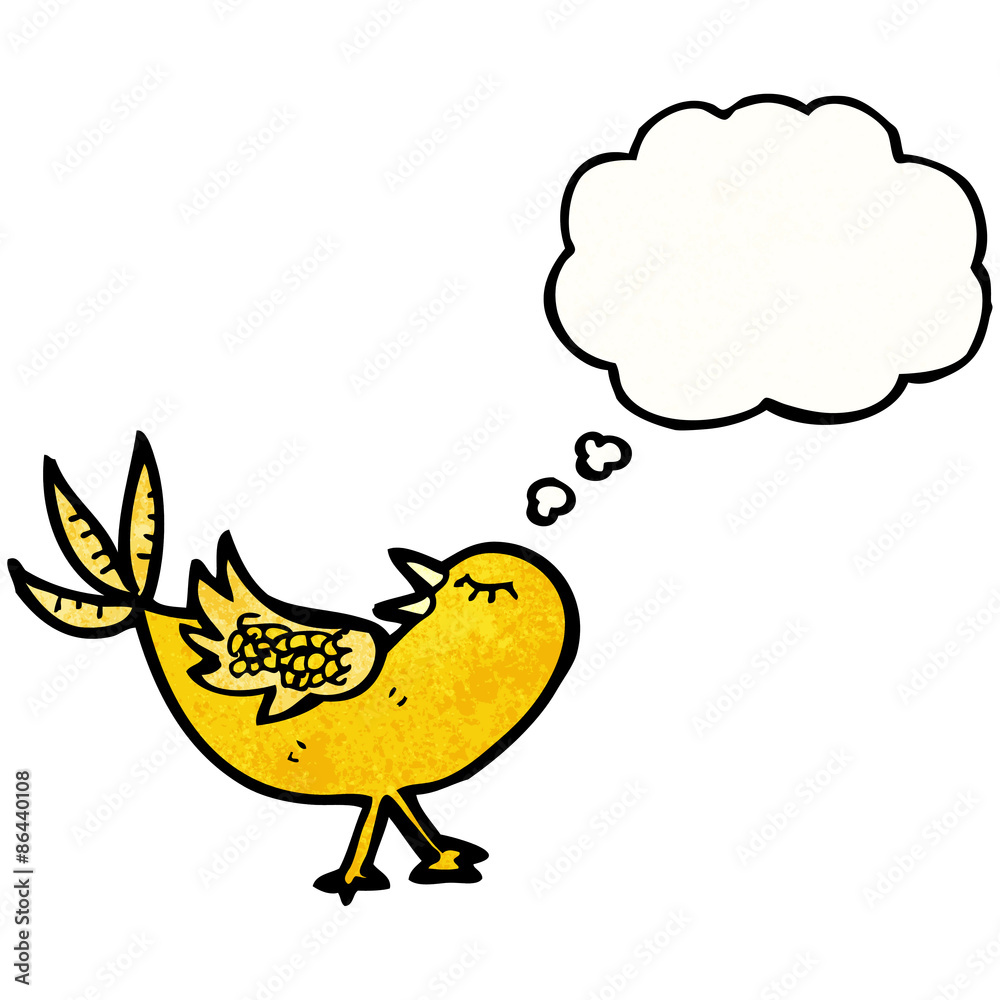 cartoon bird with thought bubble cartoon bird with thought bubble