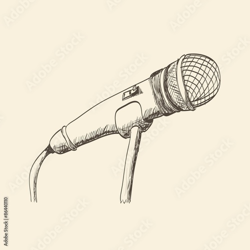 Hand drawn studio microphone