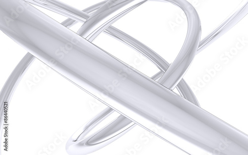 Bent chrome pipes on a white background.