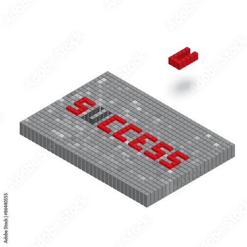 success word in 3D block wall illustration