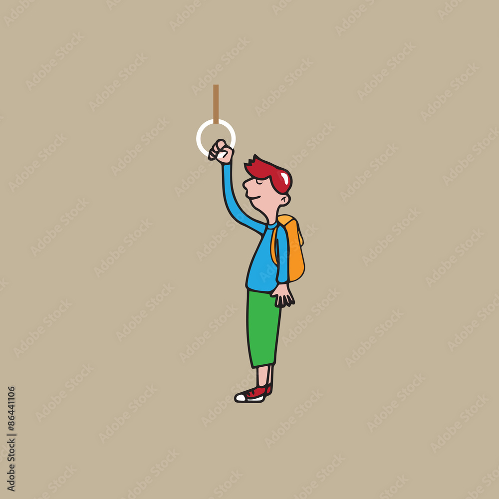 Man standing in subway cartoon