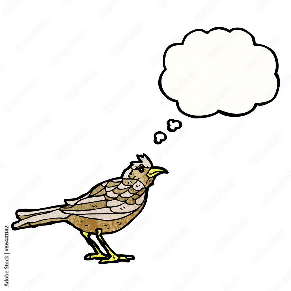 cartoon bird with thought bubble