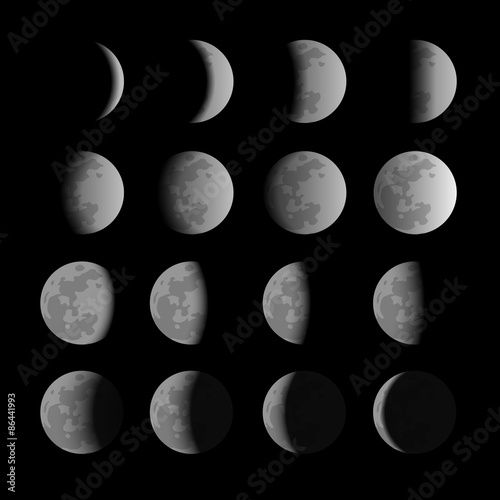 Vector set of moon phases